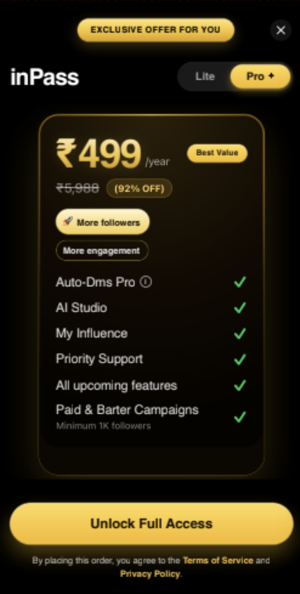 Influish's original static-list paywall